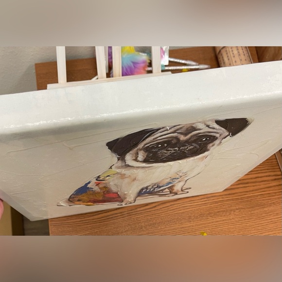 Pug Dog Wanna-Be Artist Canvas Art 14X14 - Picture 8 of 8